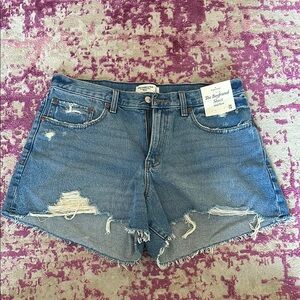 Abercrombie & Fitch Blue Jean Shorts Distressed High-Waisted - Curve Love